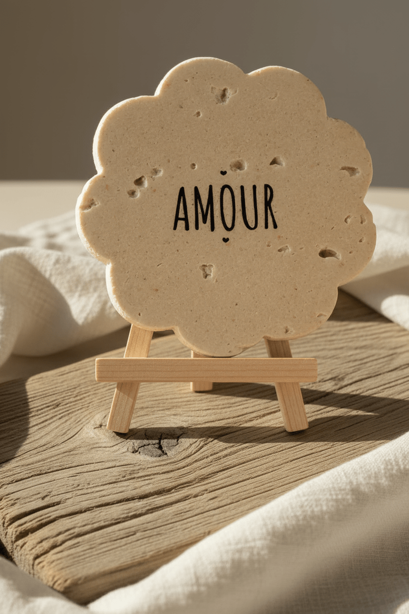 Dessous de verre personnalisé pierre naturelle – Cadeau fête des mères, mariage, baptême - | L'Artelier Déco