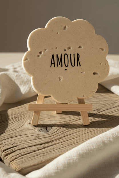 Dessous de verre personnalisé pierre naturelle – Cadeau fête des mères, mariage, baptême - | L'Artelier Déco