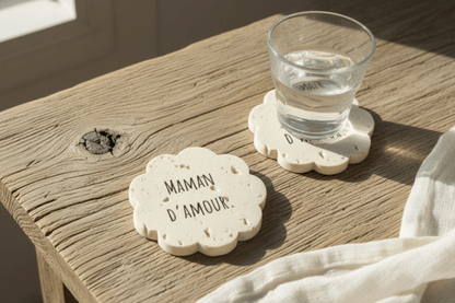 Dessous de verre personnalisé pierre naturelle – Cadeau fête des mères, mariage, baptême - | L'Artelier Déco