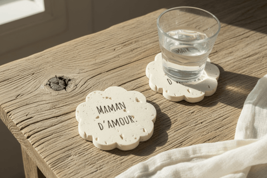Dessous de verre personnalisé pierre naturelle – Cadeau fête des mères, mariage, baptême - | L'Artelier Déco