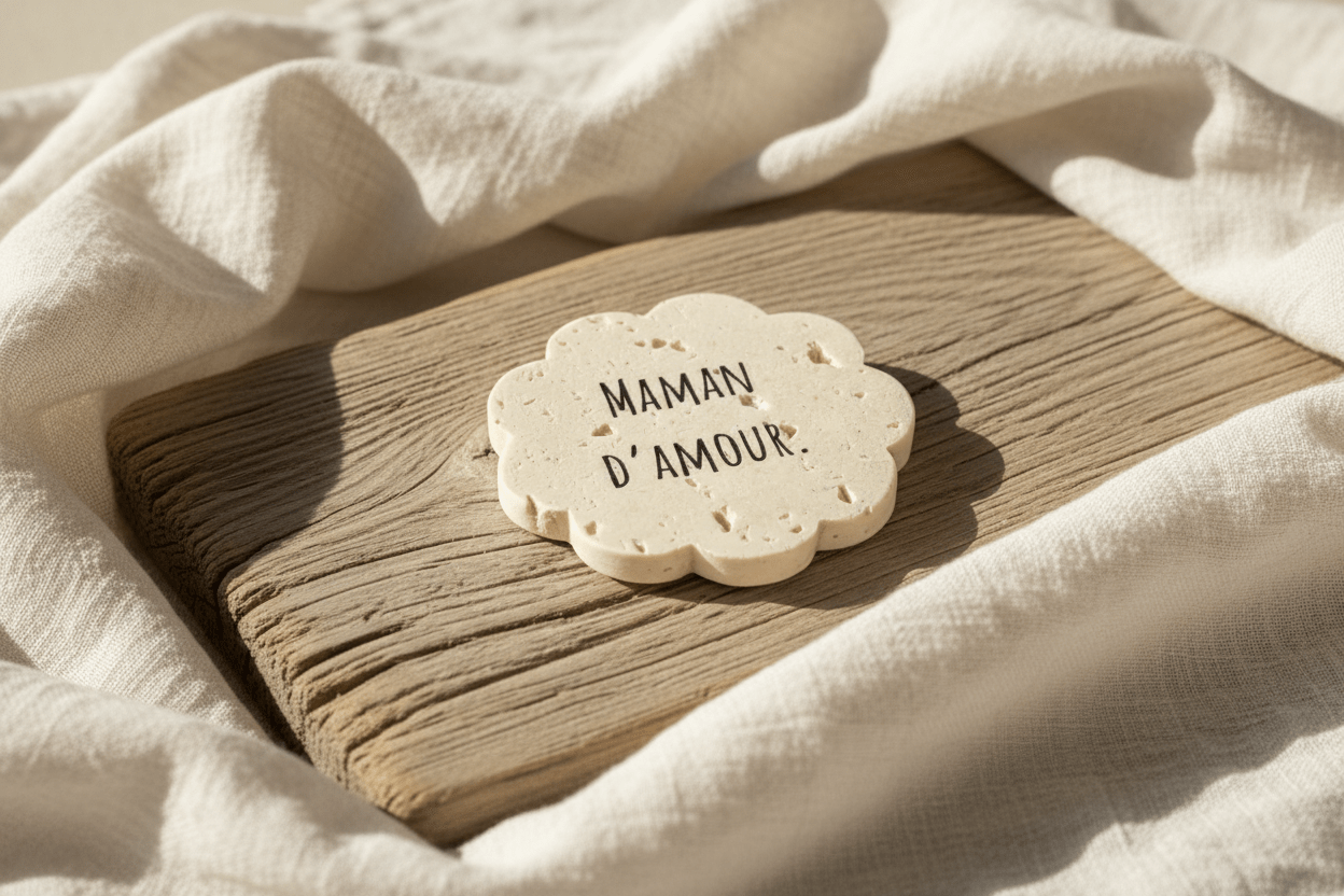 Dessous de verre personnalisé pierre naturelle – Cadeau fête des mères, mariage, baptême - | L'Artelier Déco