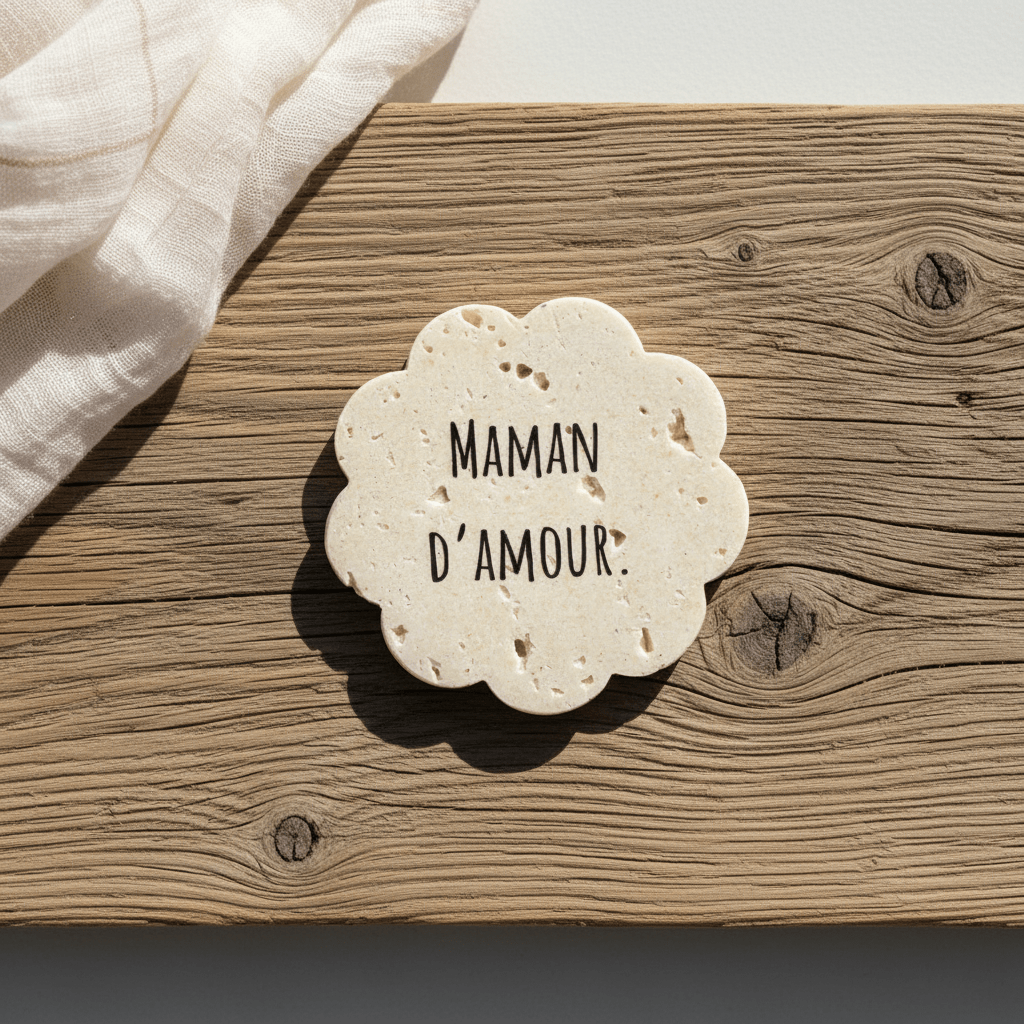 Dessous de verre personnalisé pierre naturelle – Cadeau fête des mères, mariage, baptême - | L'Artelier Déco