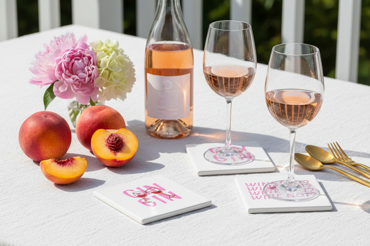 Dessous de verre table apéro été lin rosé