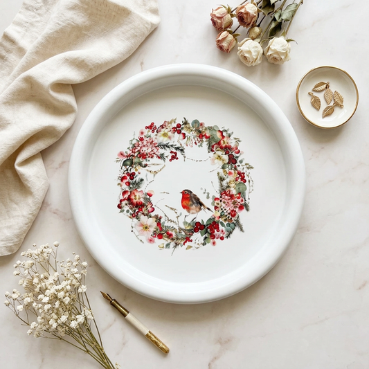 Plateau décoratif en métal Noël fleuri | L'Artelier Déco