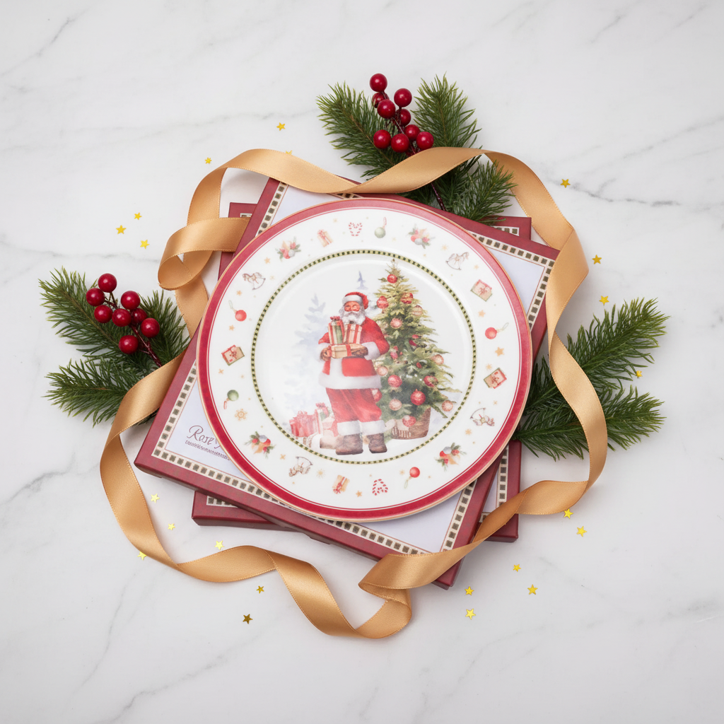 Assiette Happy Santa flat lay cadeau Noël