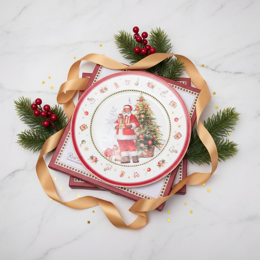 Assiette Happy Santa flat lay cadeau Noël
