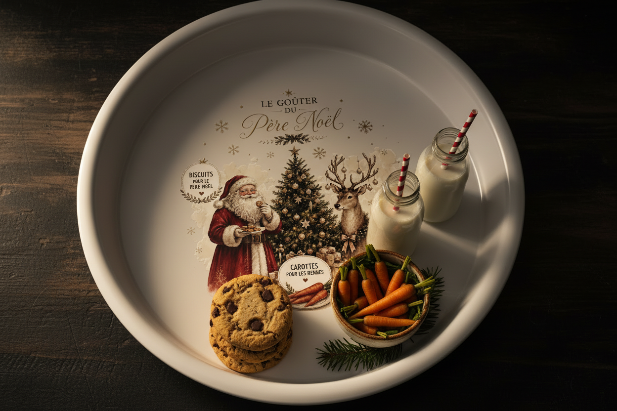 Plateau Le Gouter du Pere Noel - gros plan bois sombre