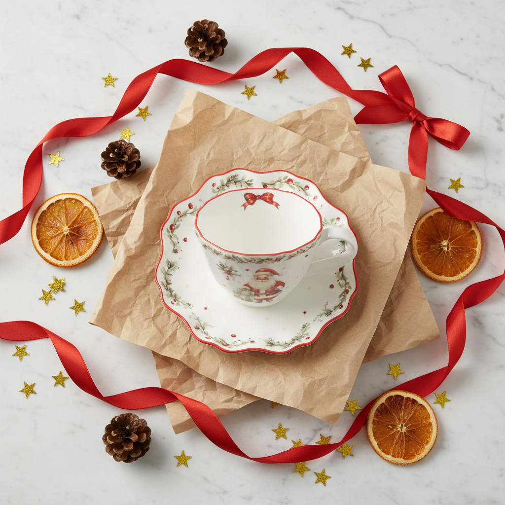 Tasse Vintage Noël flat lay cadeau