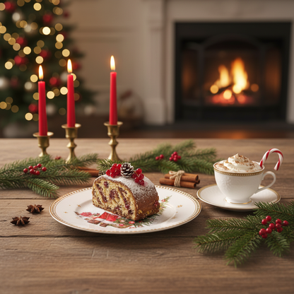 Assiette Happy Santa dressée avec bûche de Noël