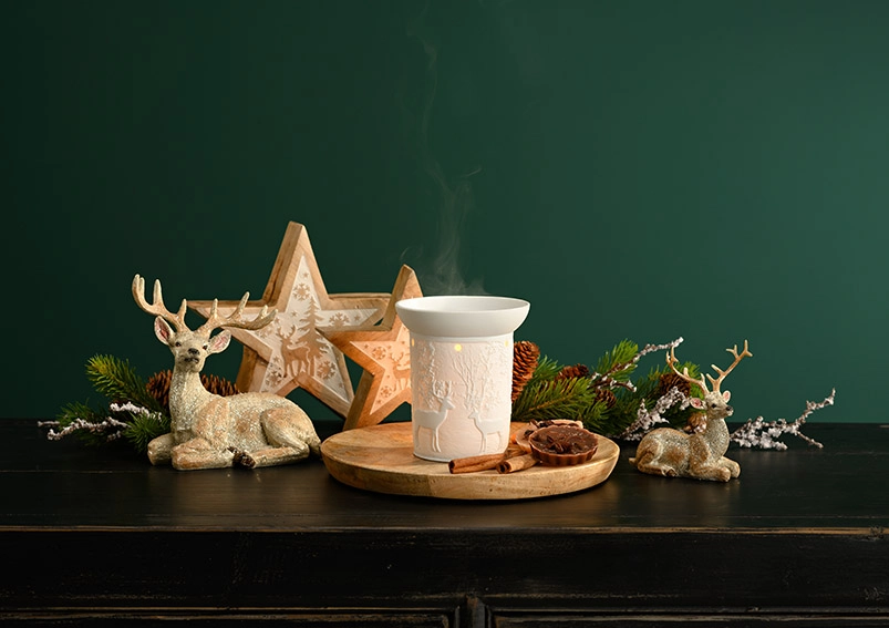 Lampe à parfum forêt d’hiver - mise en scène Noël nordique