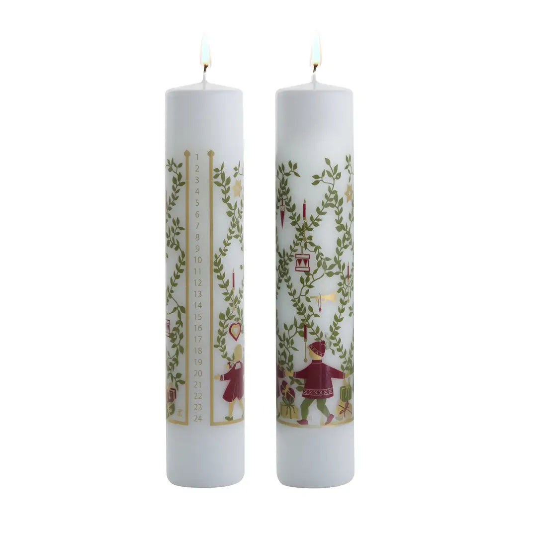 Bougie Pilier de l'Avent – Danse de Noël - Compte à Rebours 25 x 5 cm