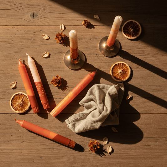 Lot de 5 bougies artisanales Oranges d’automne - Bougie | L'Artelier Déco