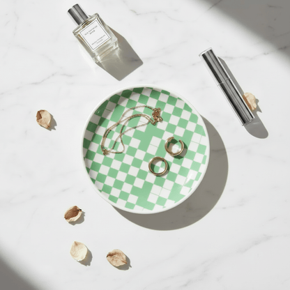 Petite assiette décorative damier - Vide - poche en céramique - Assiette | L'Artelier Déco