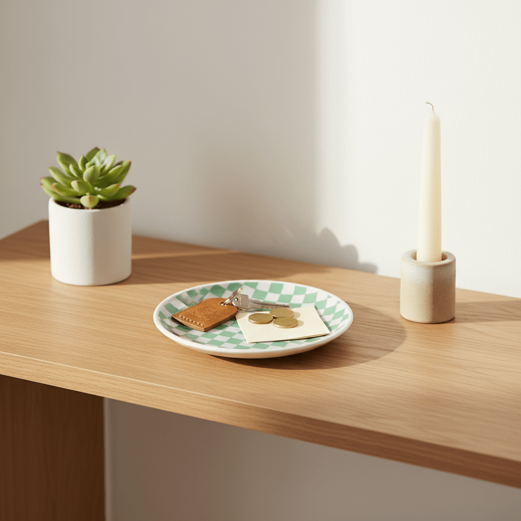 Petite assiette décorative damier - Vide - poche en céramique - Assiette | L'Artelier Déco