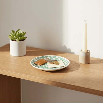 Petite assiette décorative damier - Vide - poche en céramique - Assiette | L'Artelier Déco