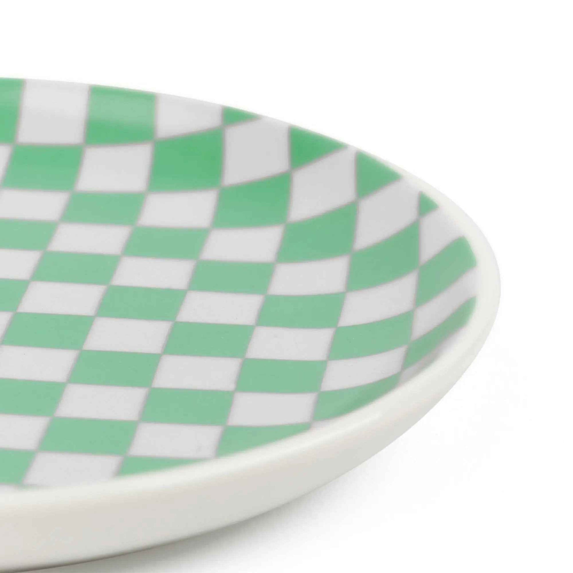 Petite assiette décorative damier - Vide-poche en céramique