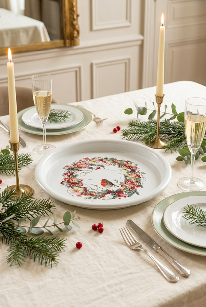 Plateau décoratif en métal Noël fleuri | L'Artelier Déco