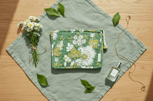 Pochette matelassée imprimé block print - Petite pochette matelassée | L'Artelier Déco