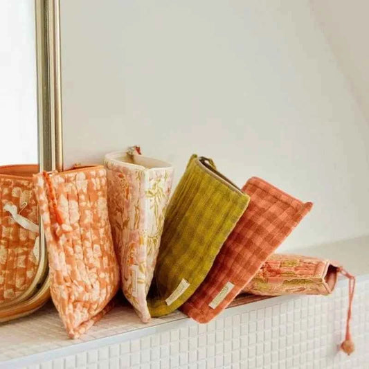 Pochette matelassée imprimé block print
