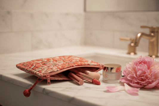 Pochette matelassée imprimé block print - Petite pochette matelassée | L'Artelier Déco