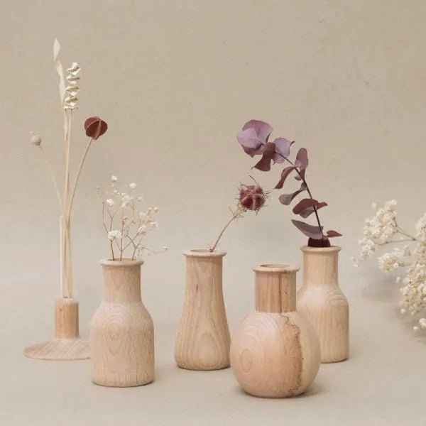 Soliflore artisanal en bois de hêtre