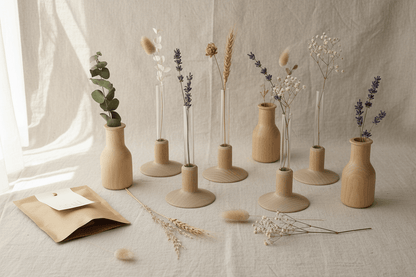 Soliflore en bois avec tube à essai - soliflore | L'Artelier Déco