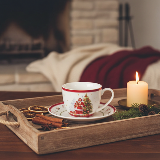 Tasse et Soucoupe Porcelaine Père Noel Joyeux 250ml – Isabelle Rose
