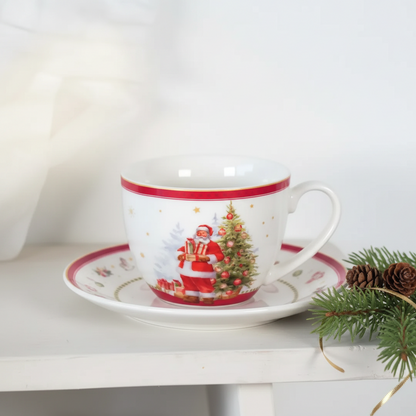 Tasse et Soucoupe Porcelaine Père Noel Joyeux 250ml – Isabelle Rose