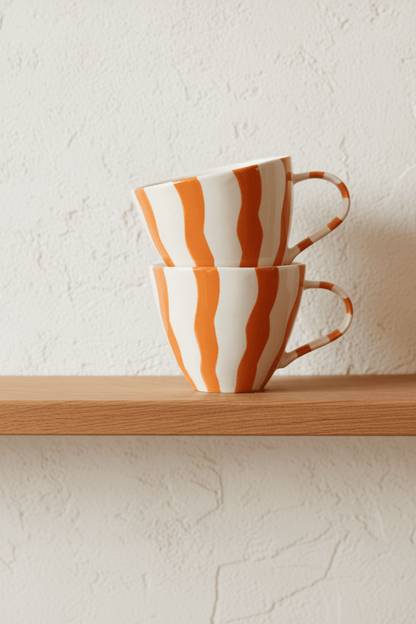 Tasse Wavy Orange en céramique - Mug | L'Artelier Déco