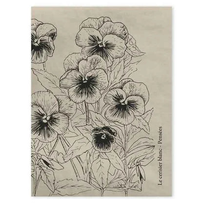 Torchon “Pensées” – Le Cerisier Blanc – Coton Oeko-Tex écoresponsable
