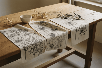 Torchon “Pensées” – Le Cerisier Blanc – Coton Oeko - Tex écoresponsable - Torchon | L'Artelier Déco