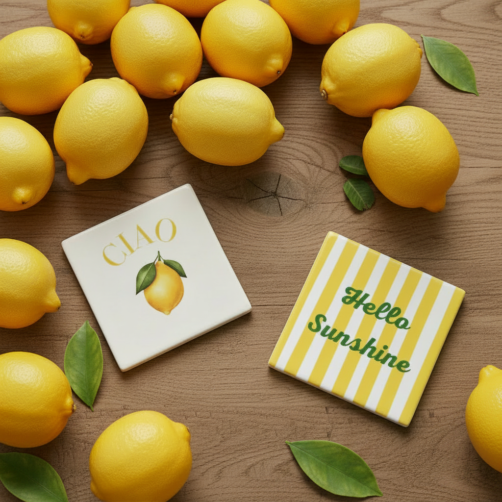 Vrais citrons et carreaux sur bois rustique
